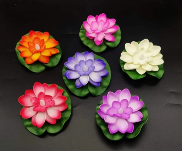 LED Lotus Floating Tea Light Flower - Pack of 4 - Image 3