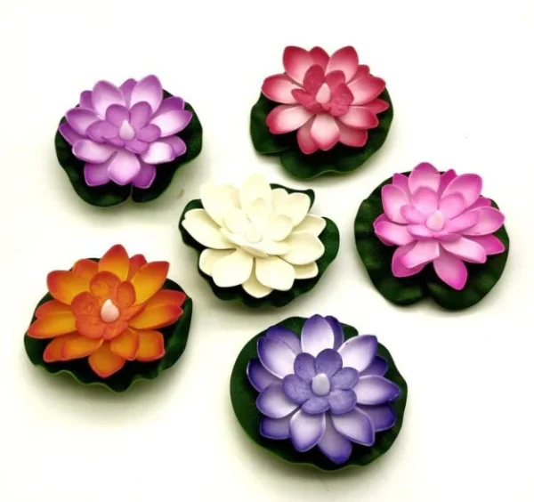 LED Lotus Floating Tea Light Flower - Pack of 4 - Image 2