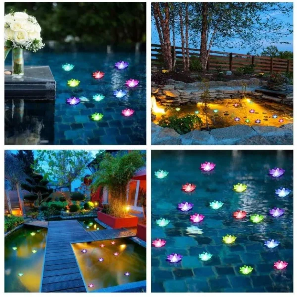LED Lotus Floating Tea Light Flower - Pack of 4 - Image 6