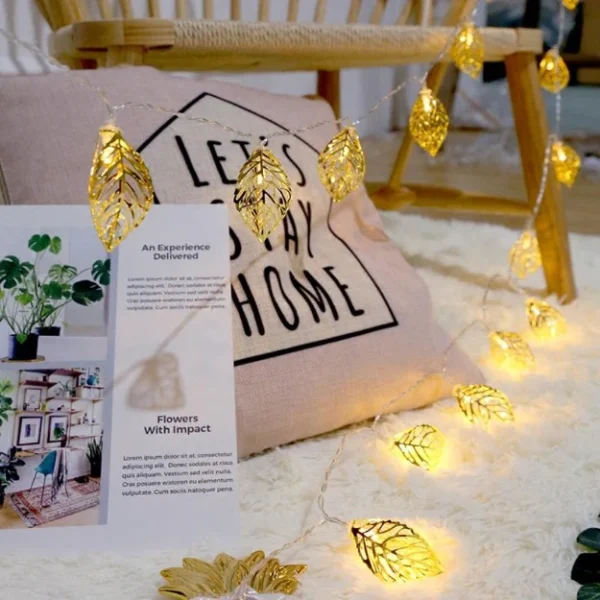 Metal Leaf Decorative String Lights - Image 3
