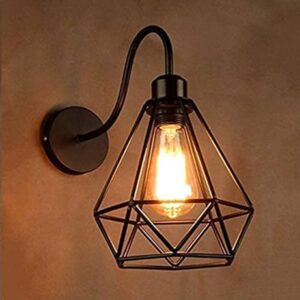 Antique Decorative Diamond cage Wall Lamp Pendant Hanging Indoor Outdoor Light (Black, Bulb not Included,Metal)