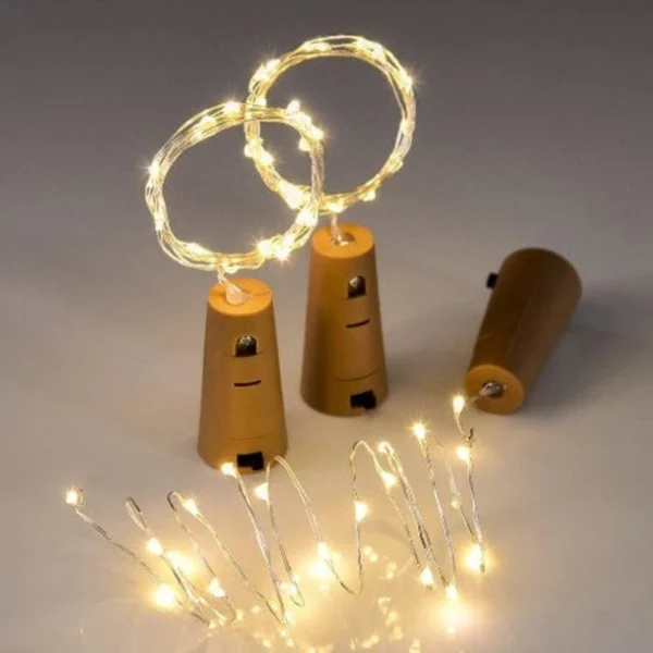 20 LED Warm White Cork Light Copper Wire String Lights