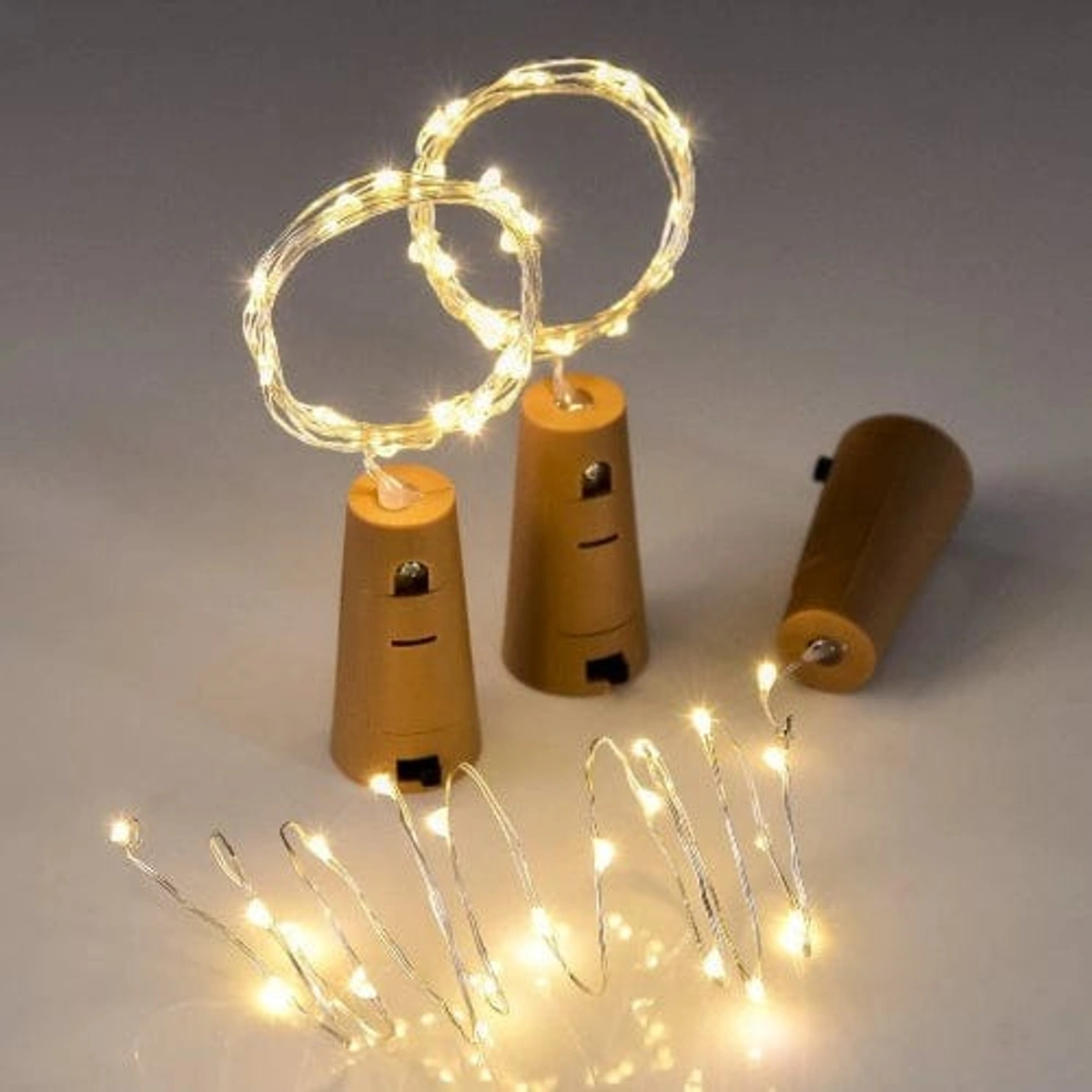 20 LED Warm White Cork Light Copper Wire String Lights