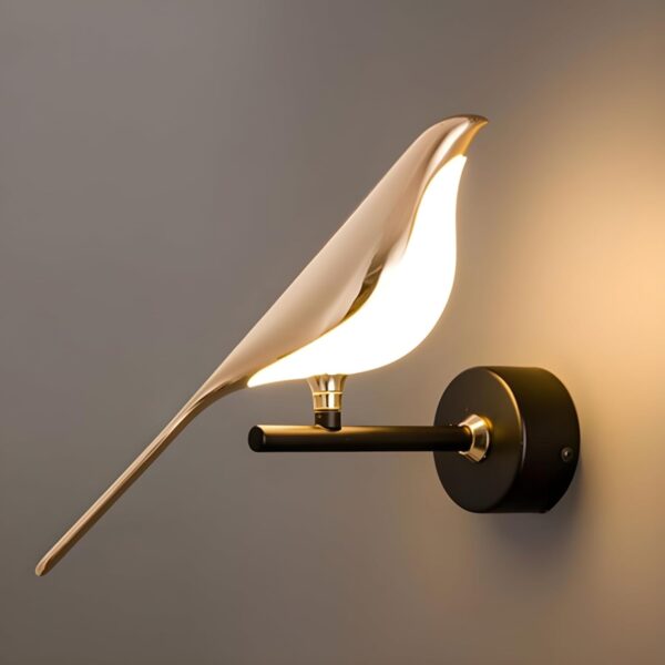 Golden Metal Bird Wall Light