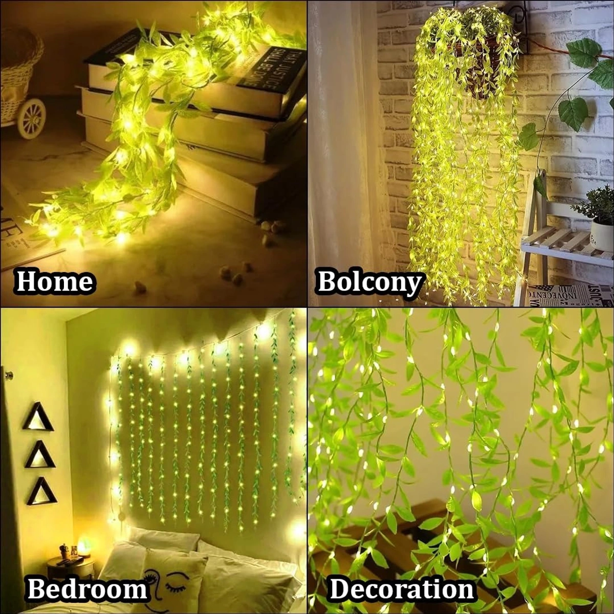 Multicolor Artificial Leaf Curtain String Light - Image 3