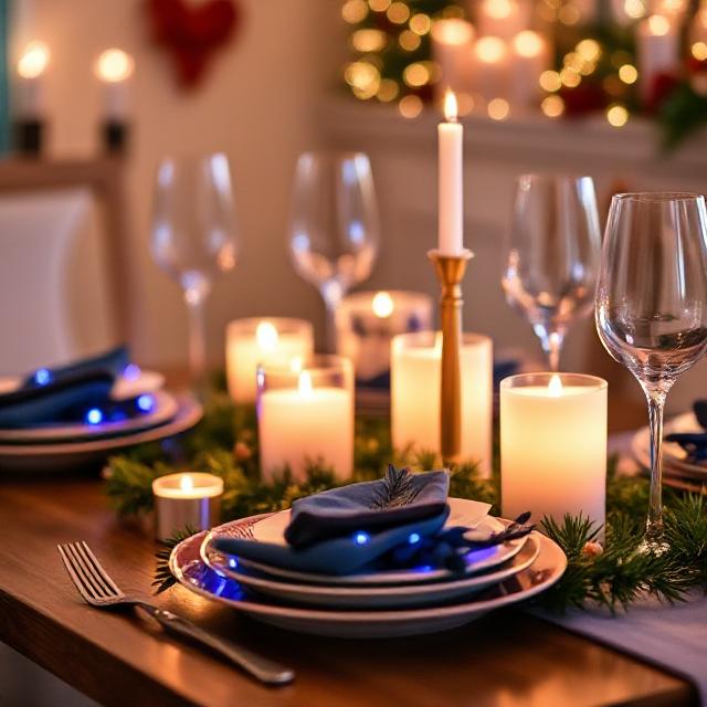 Create a festive dining setup with LED candles